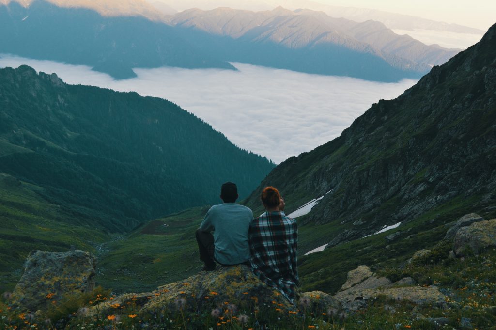 couple looking at mountains