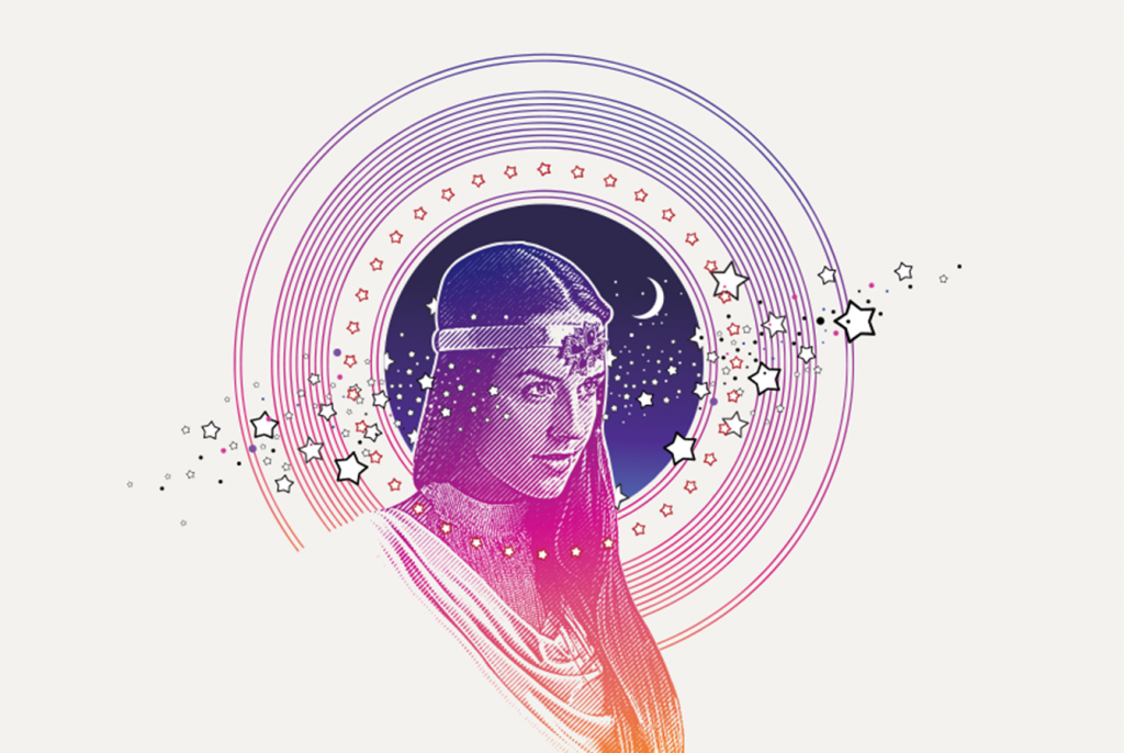 illustration of spirit woman with stars