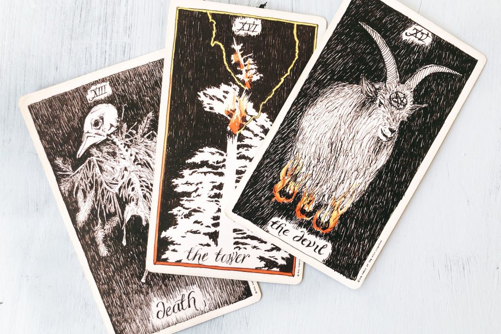 Tarot Cards of Death, The Tower, and The Devil