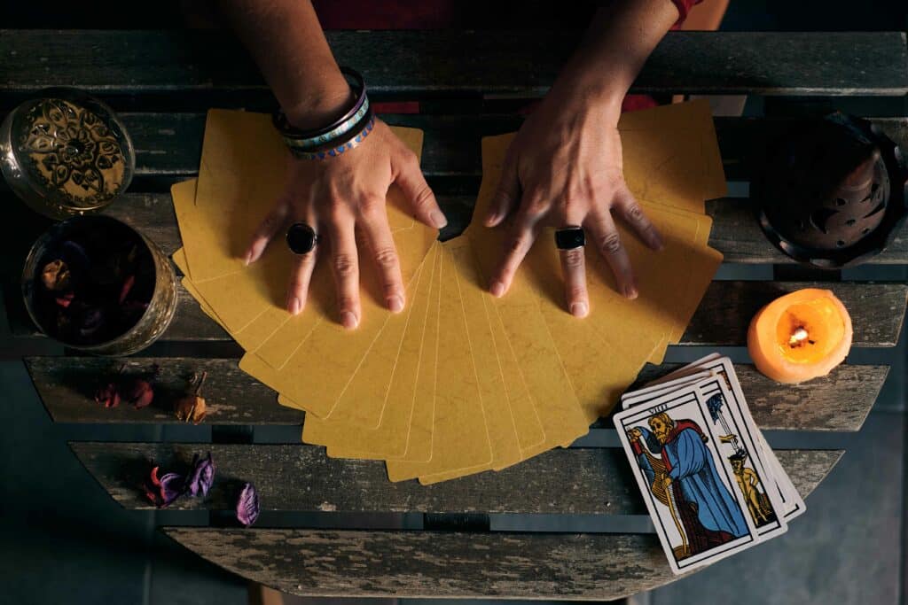 Fortune Teller Displaying Cards